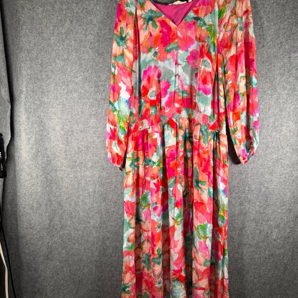 Soft Surroundings Evalina Maxi Dress 2X‎ Plus Floral Chiffon Tropical Feminine - Picture 2 of 9